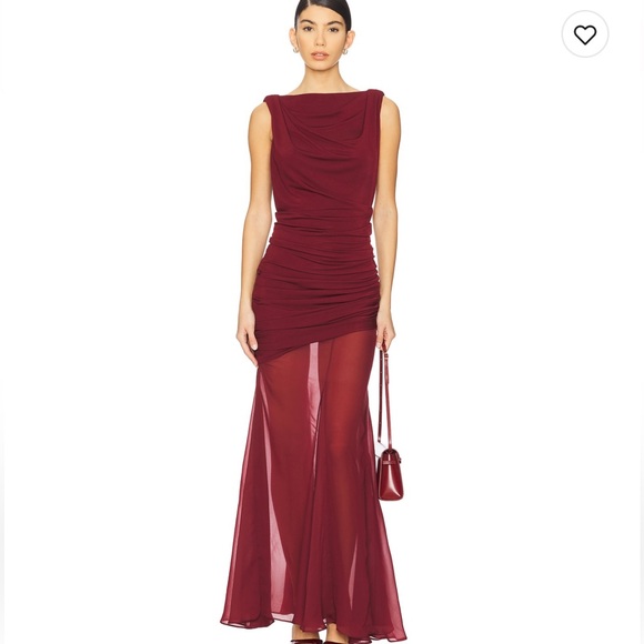 L'Academie by Marianna Enoa Midi Dress in Maroon - Picture 1 of 9